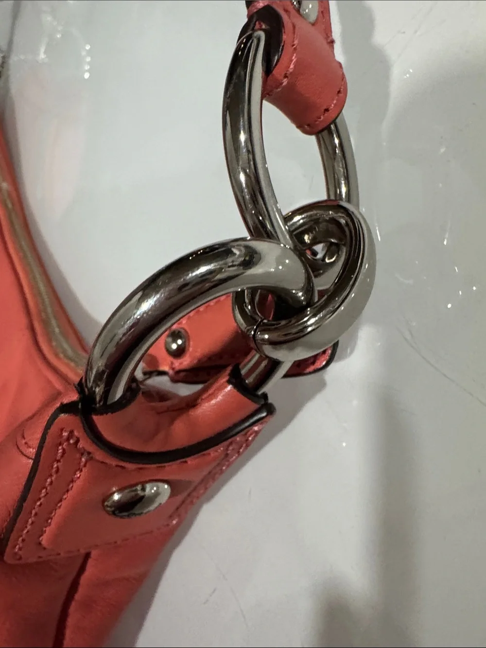 Coach Kristin Coral Pink Leather Shoulder Bag